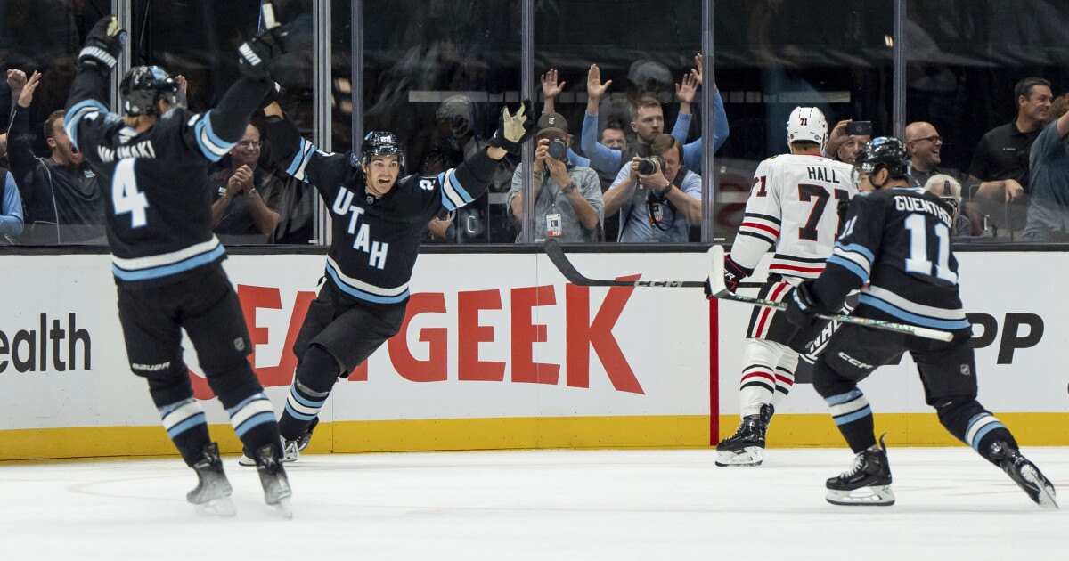 Guenther scores twice, leads Utah to 5-2 win over Chicago in inaugural NHL game [Video]